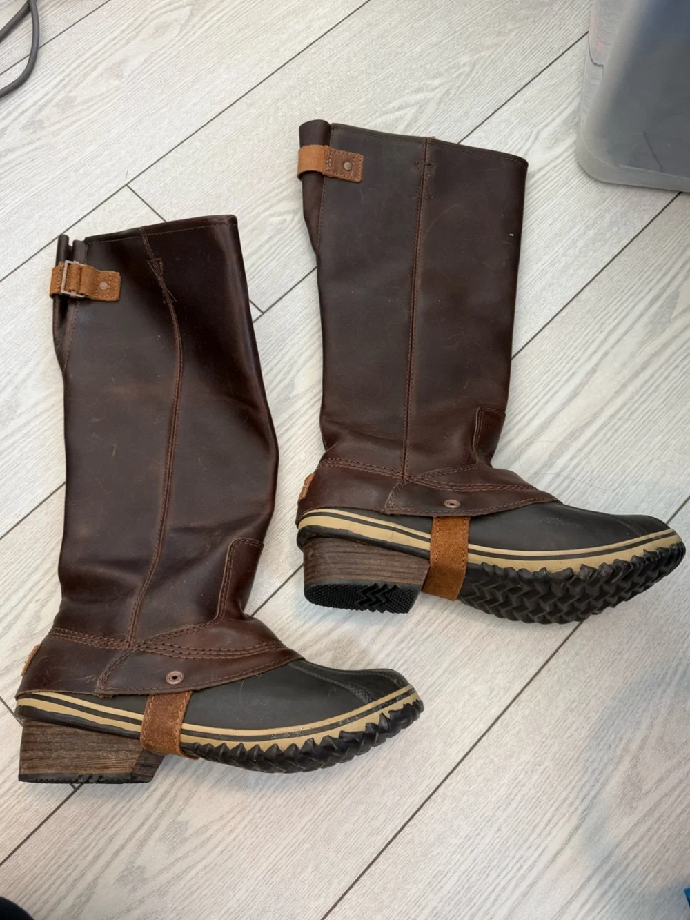 Sorel 9 slimpack riding tall boots leather nutmeg brown equestrian waterproof - Picture 3 of 8